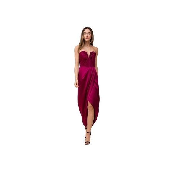 YUMI Kim Bombshell Silk Strapless Maxi Dress in Burgundy Size XS Wedding Season - Picture 2 of 13